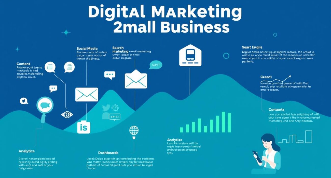 Digital Marketing Strategies for Small Businesses 2025 landscape showing various digital channels and analytics